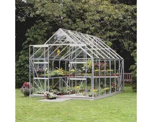 Gewächshaus Halls Magnum 128 inkl. Fundament, Sicherheitsglas 3 mm 257 x 384 cm silber