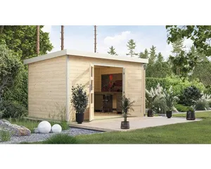 Gartenhaus Karibu Metalwood 2 7A Blech weiß 390 x 273 cm natur