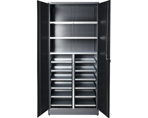 Küpper Materialschrank 910 x 2040 x 530 mm 1 Doppeltür 12 Auszüge und 3 Lagerebenen anthrazit