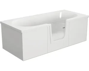 Badewanne mit Tür mittig Anschlag links SCHULTE Q2 80 x 180 cm alpinweiß glänzend mit Front- und 2 Seitenschürzen D80010M4-5