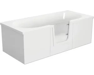 Badewanne mit Tür mittig Anschlag rechts SCHULTE Q2 80 x 180 cm alpinweiß glänzend mit Front- und 2 Seitenschürzen D80010M4-3