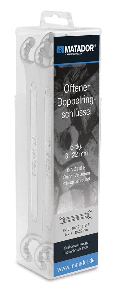 Matador Schraubwerkzeuge 02519050 Offener Doppelringschlüssel 5teilig Schlüsselweite (Metrisch) 8 - 22 mm