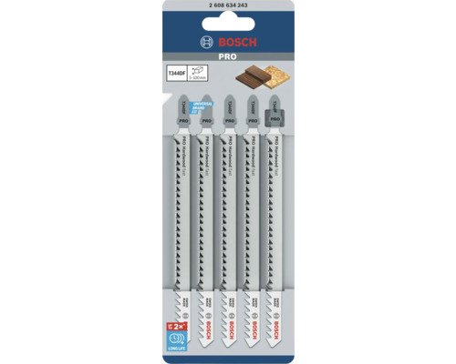 Bosch Stichsägeblatt T 344 DF Speed für Hartholz 5-tlg