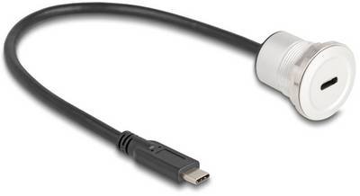 Delock USB-C® Kabel USB-C® Stecker, USB-C® Buchse 0.30 m Schwarz, Silber 88183