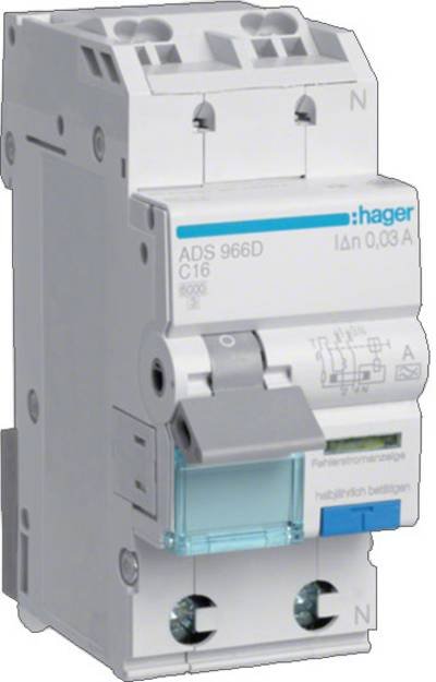 Hager ADS966D Fehlerstrom-Schutzschalter 1polig 16 A 0.03 A 240 V