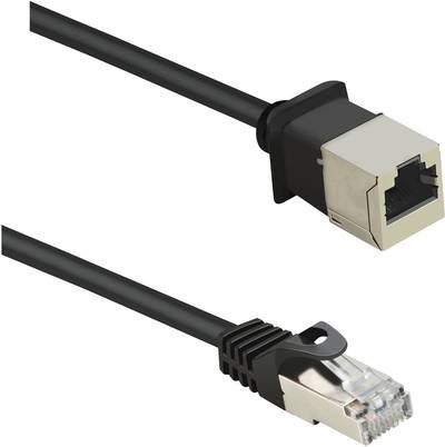 Renkforce RF-4394121 RJ45 Netzwerkkabel, Patchkabel CAT 5e F/UTP 1.00 m Schwarz Verlängerungskabel mit Rastnasenschutz,