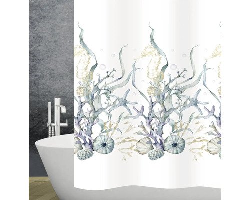 Duschvorhang DIAQUA Marina Textil 180 x 180 cm weiss