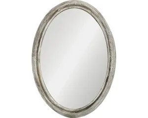 Wandspiegel Holz oval grau 50x70 cm