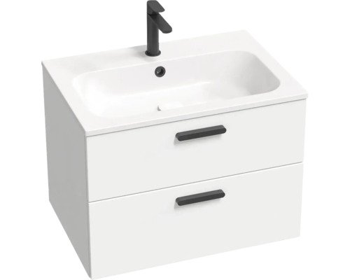 Waschbeckenunterschrank RAVAK Chrome II BxHxT 70x50x49 cm Frontfarbe weiss Griffleiste schwarz