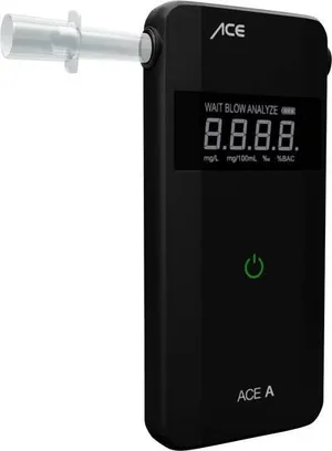 ACE A Alkoholtester Schwarz 0 bis 4 ‰ Verschiedene Einheiten anzeigbar, Alarm, inkl. Display, Countdown-Funktion
