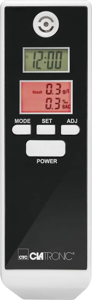 Clatronic AT 3605 Alkoholtester Weiß, Schwarz 0.0 bis 1.9 ‰ inkl. Display, Verschiedene Einheiten anzeigbar, Uhr, Temper