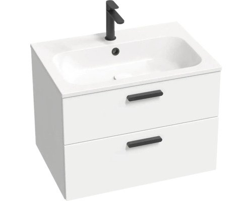 Waschbeckenunterschrank RAVAK Chrome II BxHxT 60x50x49 cm Frontfarbe weiss Griffleiste schwarz