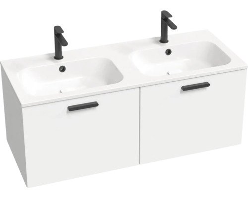 Waschbeckenunterschrank RAVAK Chrome II BxHxT 120x47x49 cm Frontfarbe weiss Griffleiste schwarz