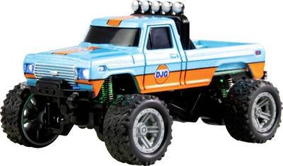 Amewi Orange Brushed 1:64 RC Modellauto Elektro Monstertruck Heckantrieb (2WD) RtR 2,4 GHz mit Lichteffekt, inkl. Akku u