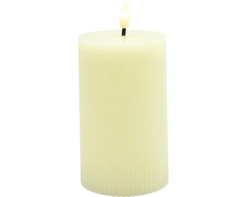 LED Kerze Lafiora Rillen Ø 7,5 cm H 15 cm crème Timer 6 h