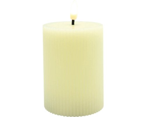 LED Kerze Lafiora Rillen Ø 7,5 cm H 12,5 cm crème Timer 6 h