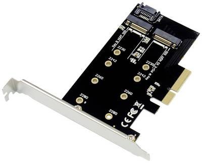Conceptronic EMRICK 2-in-1-M.2-SSD-PCIe-Adapter SATA AHCI NVMe PCI-Express Karte PCIe