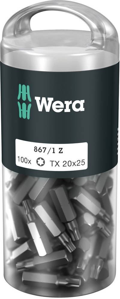 Wera 867/1 Z TORX® DIY 100 SiS 867/1 Z (100xTX10/25) DIY Box TORX-Bits Torx-Bit T 10 Werkzeugstahl legiert, zähhart D 6.