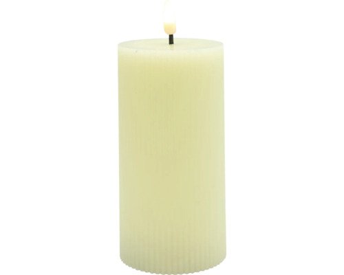 LED Kerze Lafiora Rillen Ø 7,5 cm H 17,5 cm crème Timer 6 h