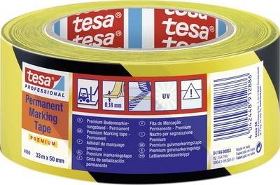 tesa PREMIUM 04169-00063-93 Bodenmarkierungsband tesa® Professional Schwarz/Gelb (L x B) 33 m x 50 mm 1 St.