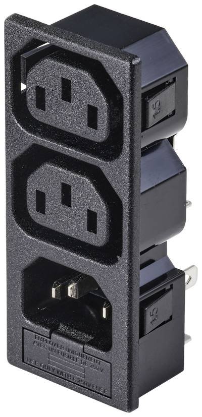 TRU COMPONENTS TC-10475852 Kaltgeräte-Steckverbinder C13, C14 Buchse, Einbau vertikal, Stecker, Einbau vertikal Gesamtpo