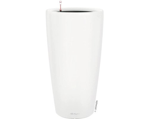 Pflanzvase Lechuza Rondo Premium Kunststoff matt Ø 33 cm H 56 cm weiss inkl. Erdbewässerungsystem