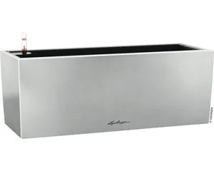 Blumenkasten Lechuza Balconera Steel Metall 50 x 19 x 19 cm silbergrau inkl. Pflanzeinsatz, Erdbewässerungssystem und Wasserstandsanzeiger