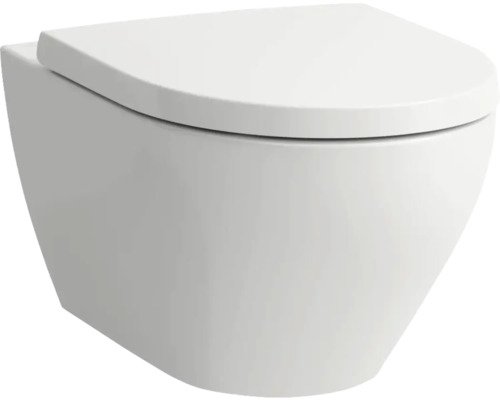 Wand-WC LAUFEN Moderna S Tiefspüler ohne Spülrand kurz wassersparend weiss glänzend - ohne WC-Sitz H8215410000001