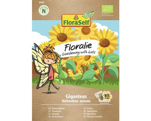 FloraSelf Floralie Gärtnern mit Kids Blumensamen Bio Sonnenblume Hohe Gelbe