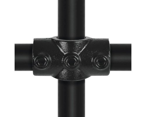 Buildify Kreuzstück durchgehend schwarz für Gerüstrohr schwarz Ø 33 mm