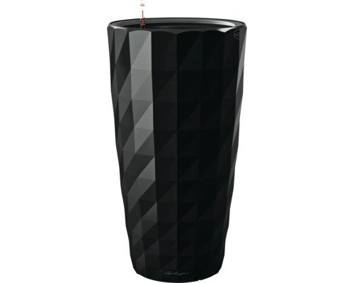 Pflanzvase Lechuza DIAMANTE Premium Kunststoff glänzend Ø 41 cm H 77 cm schwarz inkl. Erdbewässerungsystem, Pflanzeinsatz und Wasserstandsanzeiger