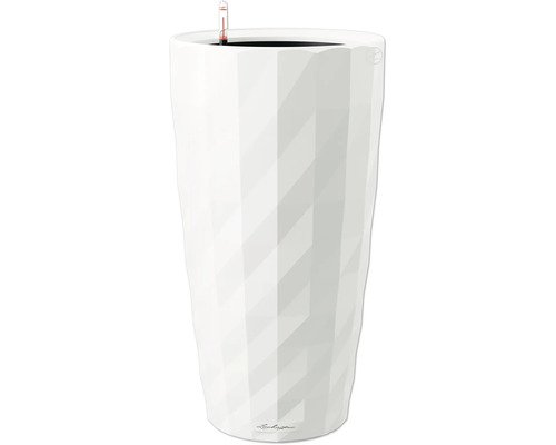 Pflanzvase Lechuza DIAMANTE Premium Kunststoff matt Ø 41 cm H 77 cm weiss inkl. Erdbewässerungsystem, Pflanzeinsatz und Wasserstandsanzeiger