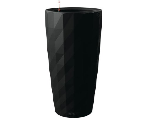 Pflanzvase Lechuza DIAMANTE Premium Kunststoff matt Ø 41 cm H 77 cm schwarz inkl. Erdbewässerungsystem, Pflanzeinsatz und Wasserstandsanzeiger