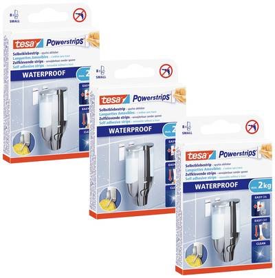 tesa Powerstrips® Waterproof Strips LARGE im 3er Pack- wasserfeste, doppelseitige Klebestreifen für Küche Bad, bis zu 2