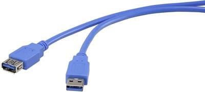 Renkforce USB-Kabel USB 3.2 Gen1 USB-A Stecker, USB-A Buchse 3.00 m Blau vergoldete Steckkontakte RF-4262130