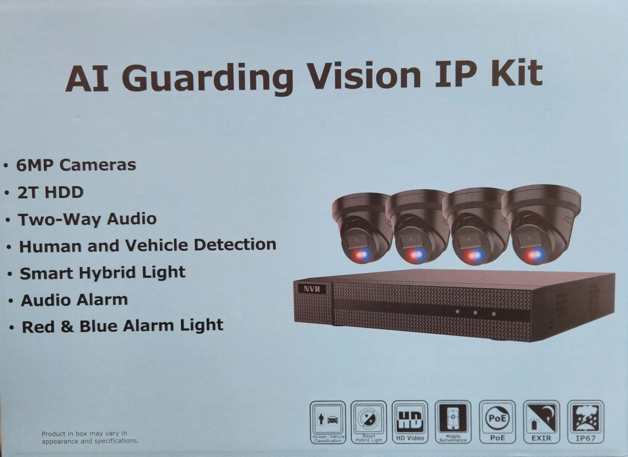 AI Guarding Vision 4 CH IP Security Camera Kit IP-KIT4642-BR (BLACK) HIKVISION