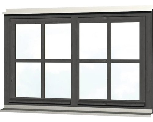 Doppelfenster SKAN HOLZ 132,4 x 82,1 cm schiefergrau