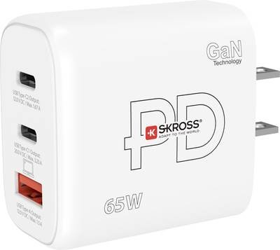Skross Power Charger 65W PD GaN US USB Ladegerät 65 W 1x USB-A, 2x USB-C® USB PD Weiß Innenbereich