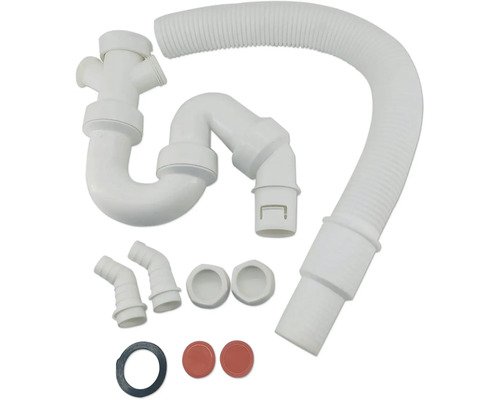 Röhrensiphon für Spüle 1 1/2 Zoll x 40/50 mm weiss vormontiert