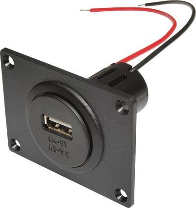 ProCar Power USB Einbausteckdose mit Montageplatte Belastbarkeit Strom max.=3 A Passend für (Details) USB-A Steckdose 12