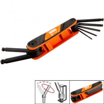 Juego de llaves tipo allen hexagonales en navaja, con bola, métricas y con mango bi-componente ref. be-9776b - Rationalstock.es