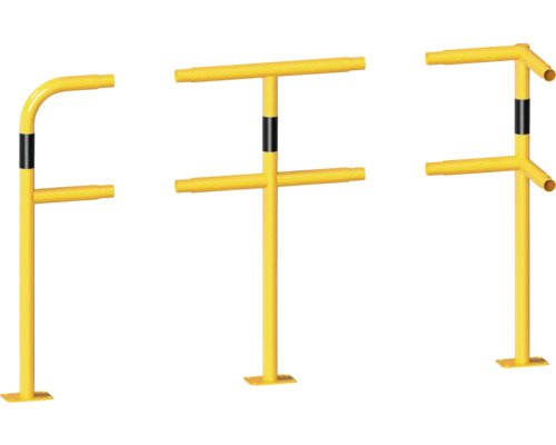 Mittelpfosten Stahlrohr Ø 48 mm Schutzgeländer zum Aufdübeln schwarz-gelb B = 250 mm H = 1000 mm