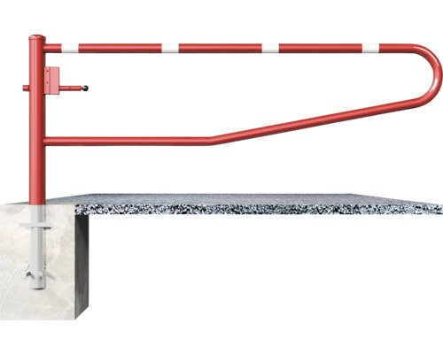Gatterschranke horizontal drehbar mit Dreikantverschluss zum Einbetonieren weiss-rot B = 1500 mm