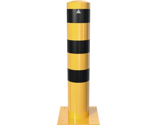 Absperrpfosten/Stahlrohrpoller Ø 193 mm x 3,6 mm mit aufgeschweisster Stahlkappe feuerverzinkt & gelb-schwarz beschichtet H = 1000 mm