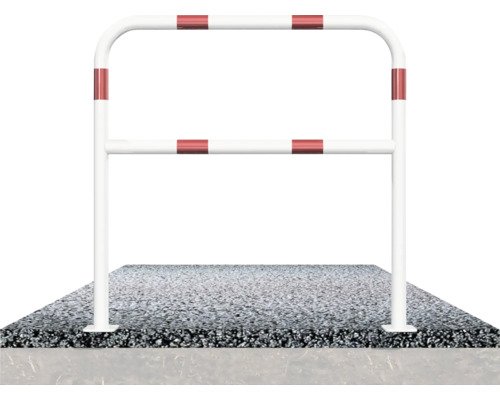 Rohrbügel Stahlrohr Ø 48 mm x 2,5 mm mit Querholm für Dübelbefestigung weiss-rot B = 1000 mm H = 1000 mm