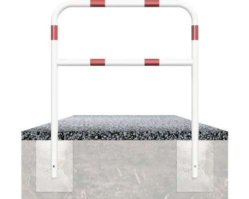 Rohrbügel Stahlrohr Ø 48 mm x 2,5 mm mit Querholm zum Einbetonieren weiss-rot B = 1000 mm H = 1200 mm