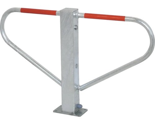 Parkplatzsperre umlegbar mit Rundzylinder selbsteinrastende Verriegelung für Dübelbefestigung feuerverzinkt H = 500 mm B = 800 mm