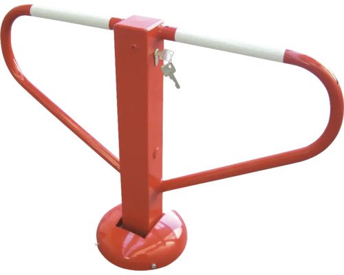 Anfahrsichere Parkplatzsperre umlegbar mit Profilzylinderschloss weiss-rot H = 500 mm
