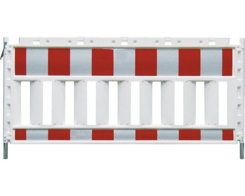 Euro-Schrankenzaun Typ1 mit Lampenadapter weiss-rot L = 1200 mm