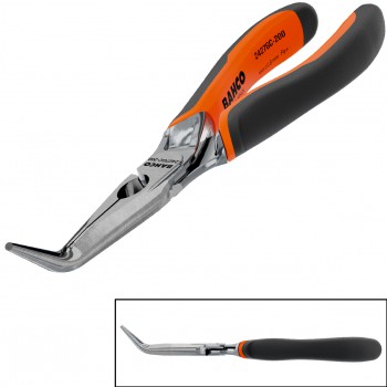 Alicates ergo™ de boca semirredonda y punta curvada 45º, cromados, con mangos bi-materiales ref. 2427gc - Rationalstock.es